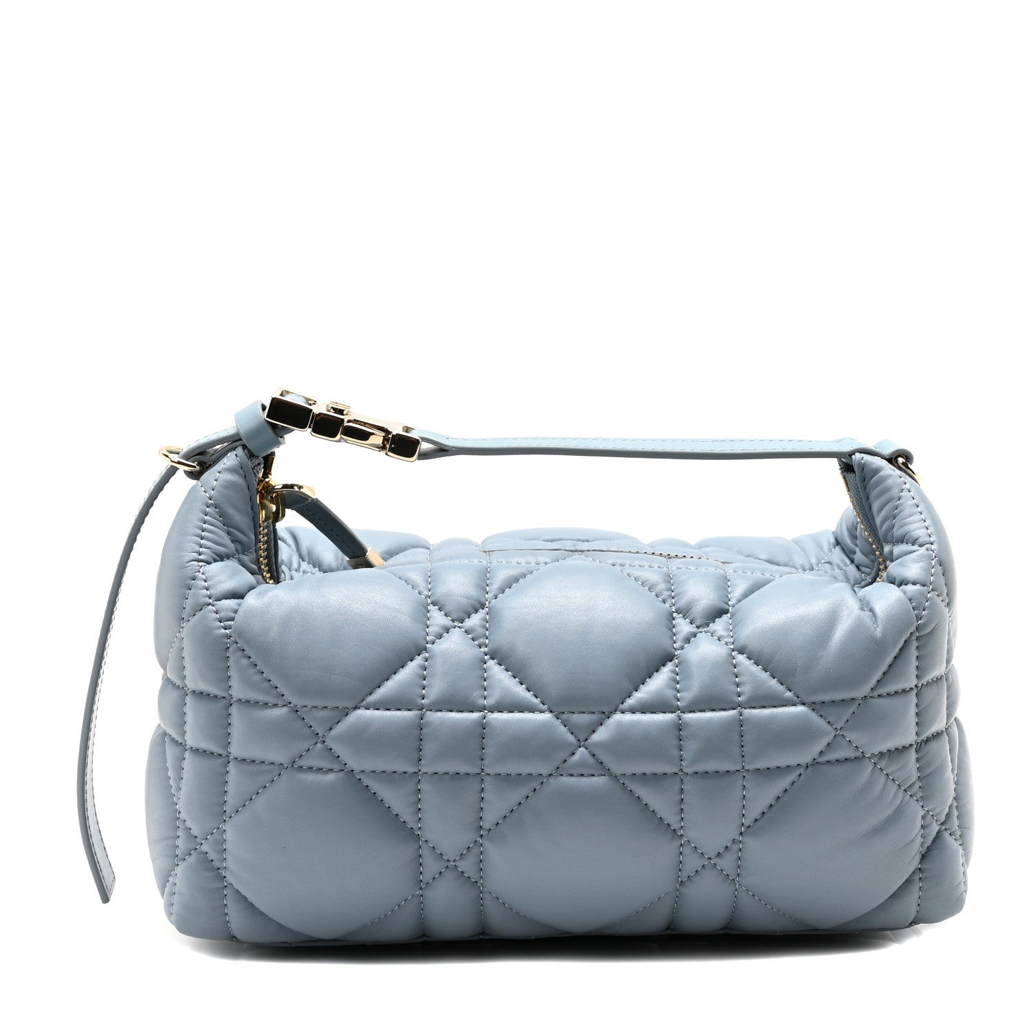 Christian Dior Calfskin Macrocannage Medium Diortravel Nomad Pouch Bracing Blue 1 of 10