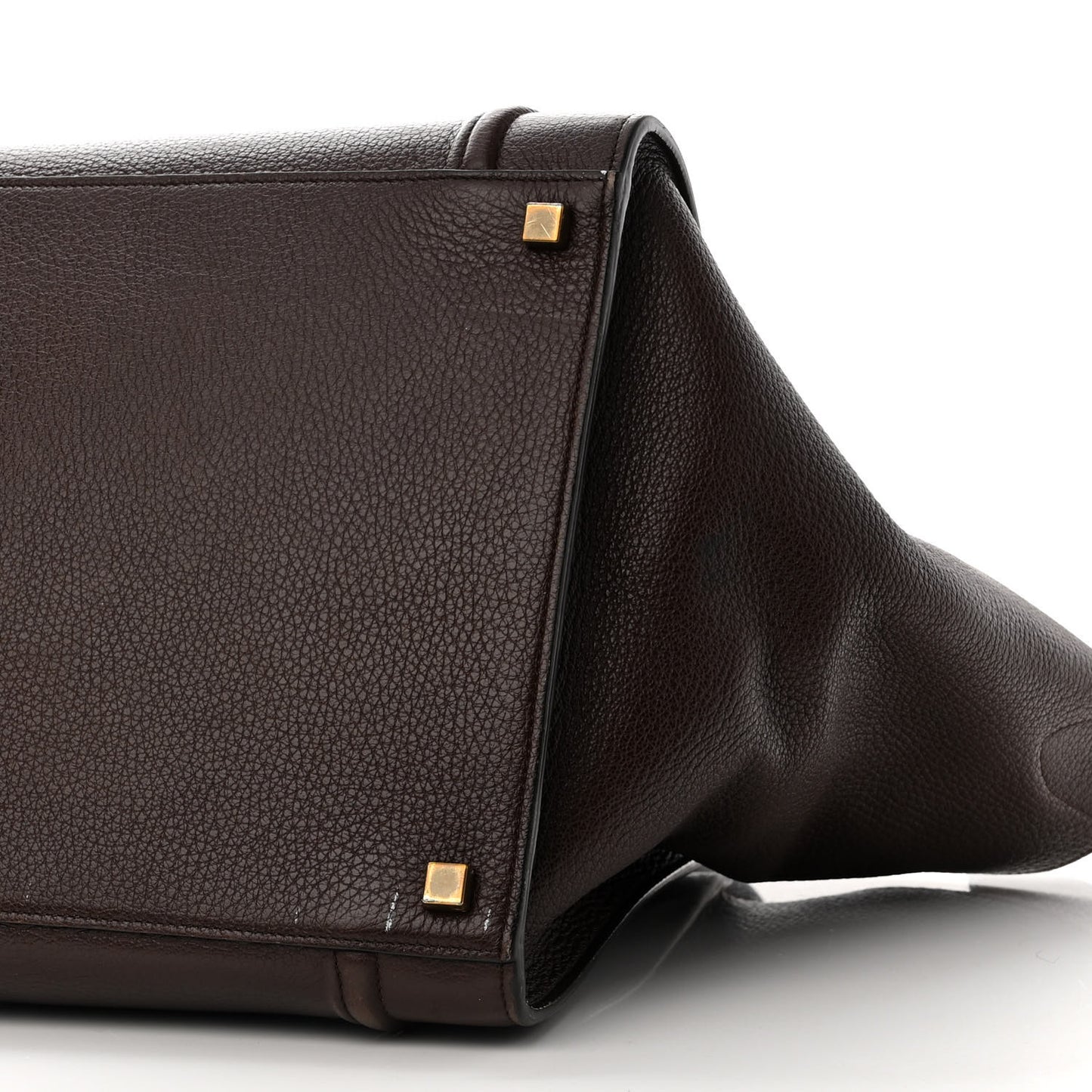 Shiny Grained Calfskin Medium Phantom Luggage Brown