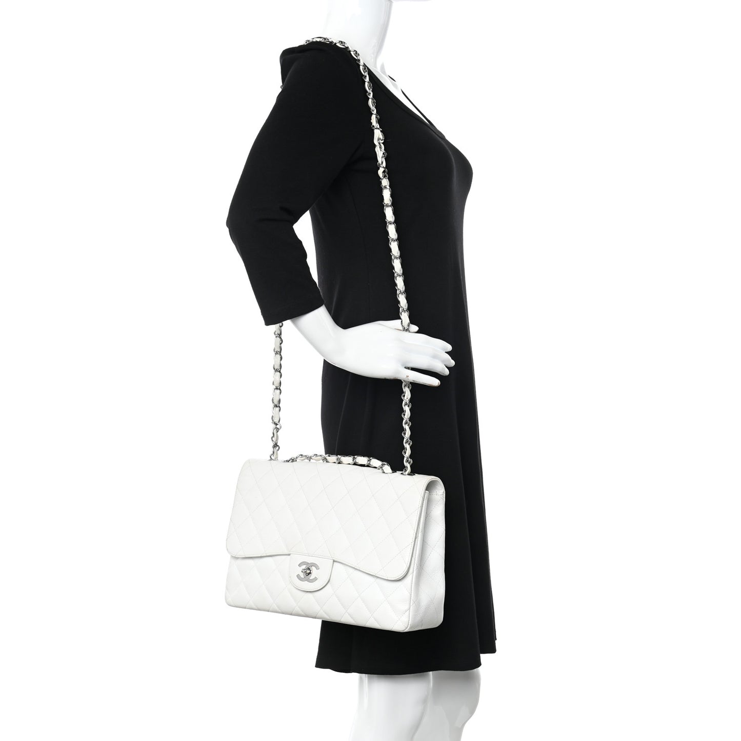 Caviar Quilted Jumbo Single Flap White
