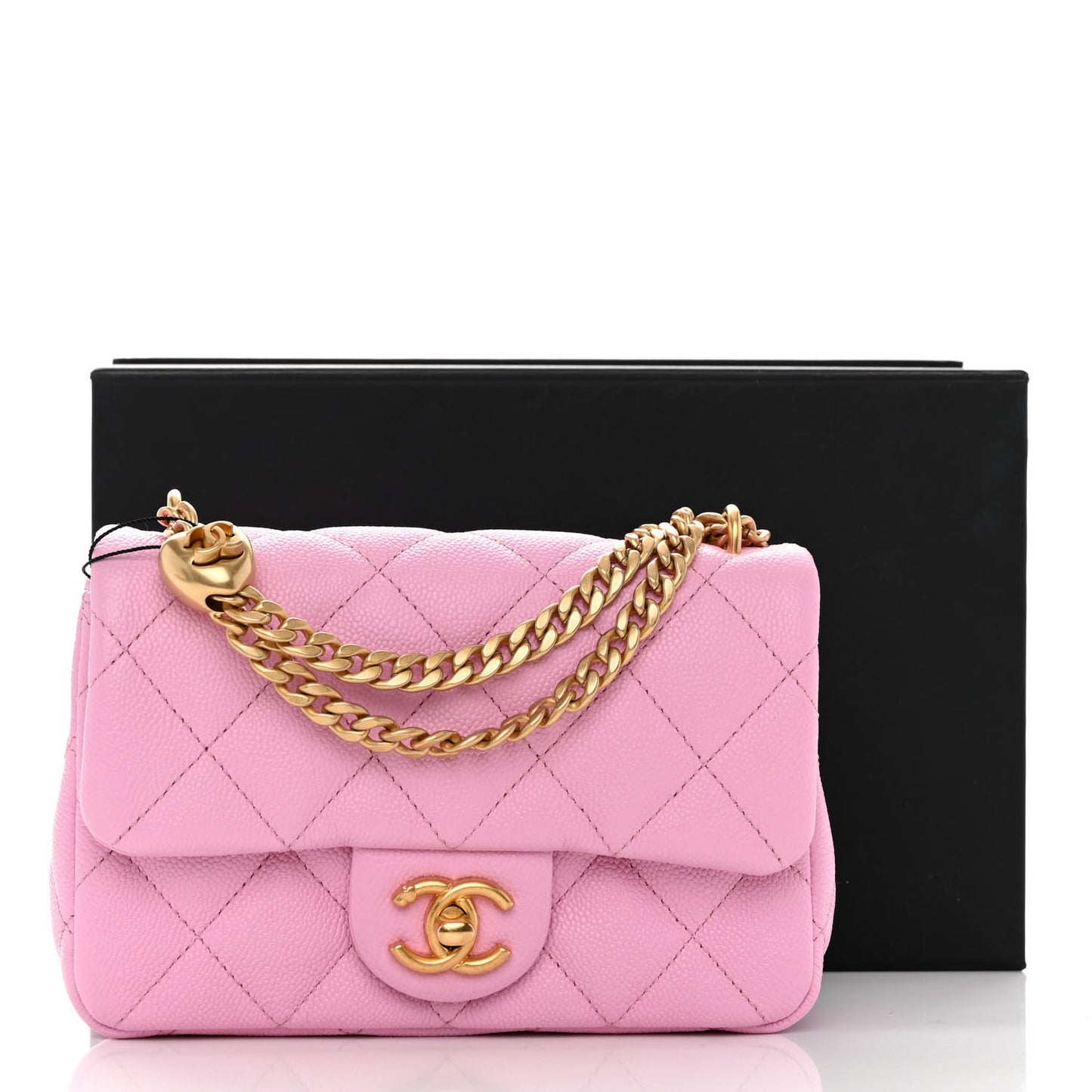 Caviar Quilted Mini Rectangular Sweetheart Flap Lilac