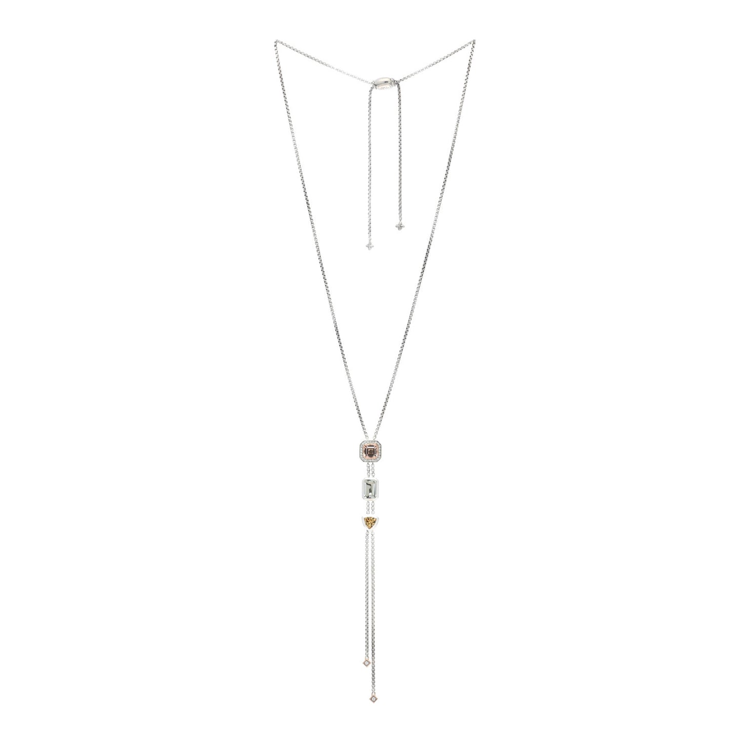 Sterling Silver 18K Rose Gold Diamond Morganite Prasiolite Citrine Novella Y Necklace