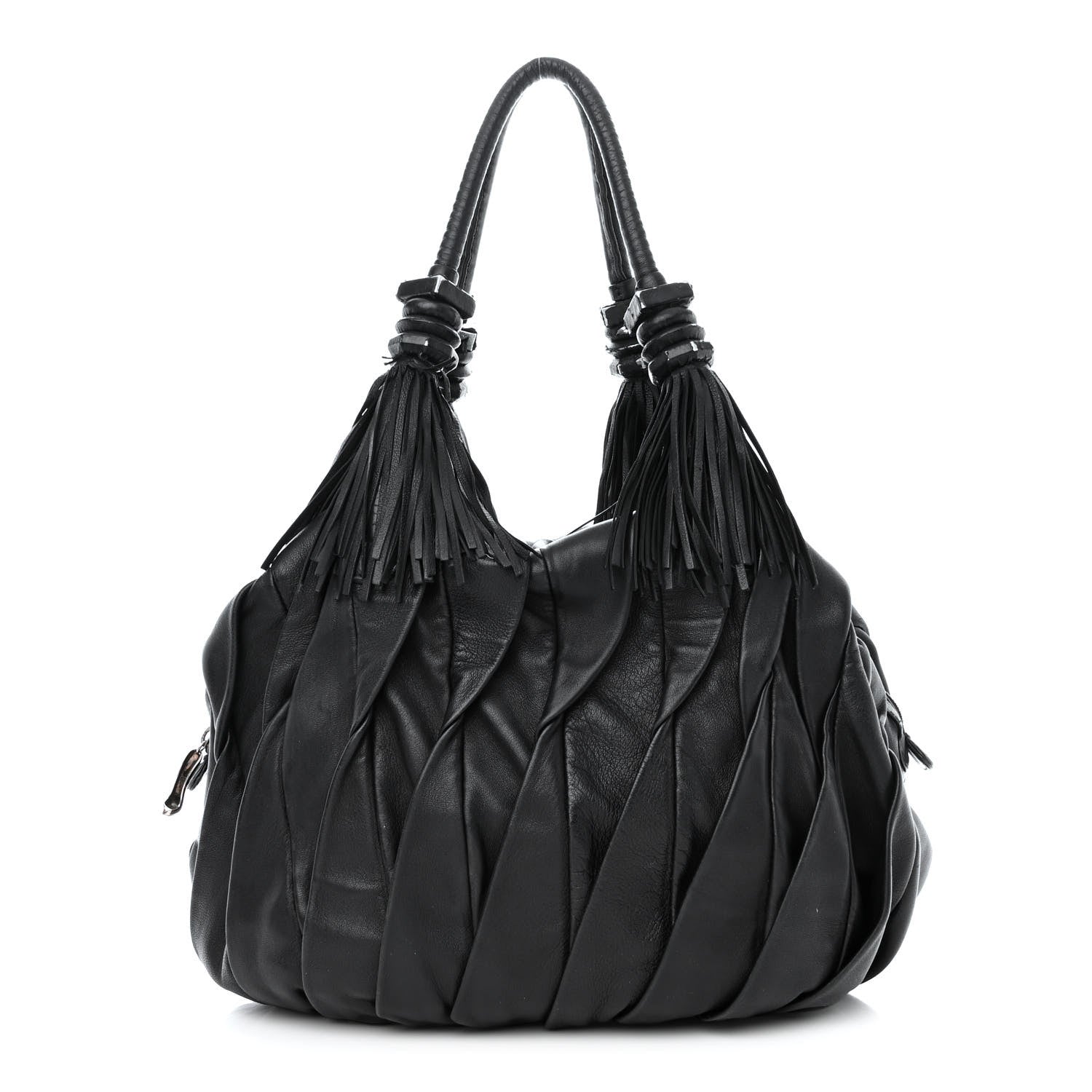 Christian Louboutin Lambskin Plated Fringed Tinzita Shoulder Bag Black 1 of 15