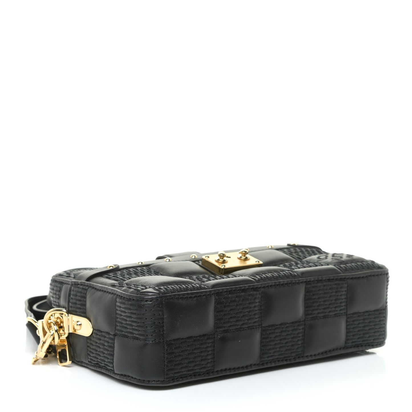 Lambskin Damier Quilt Troca PM Black