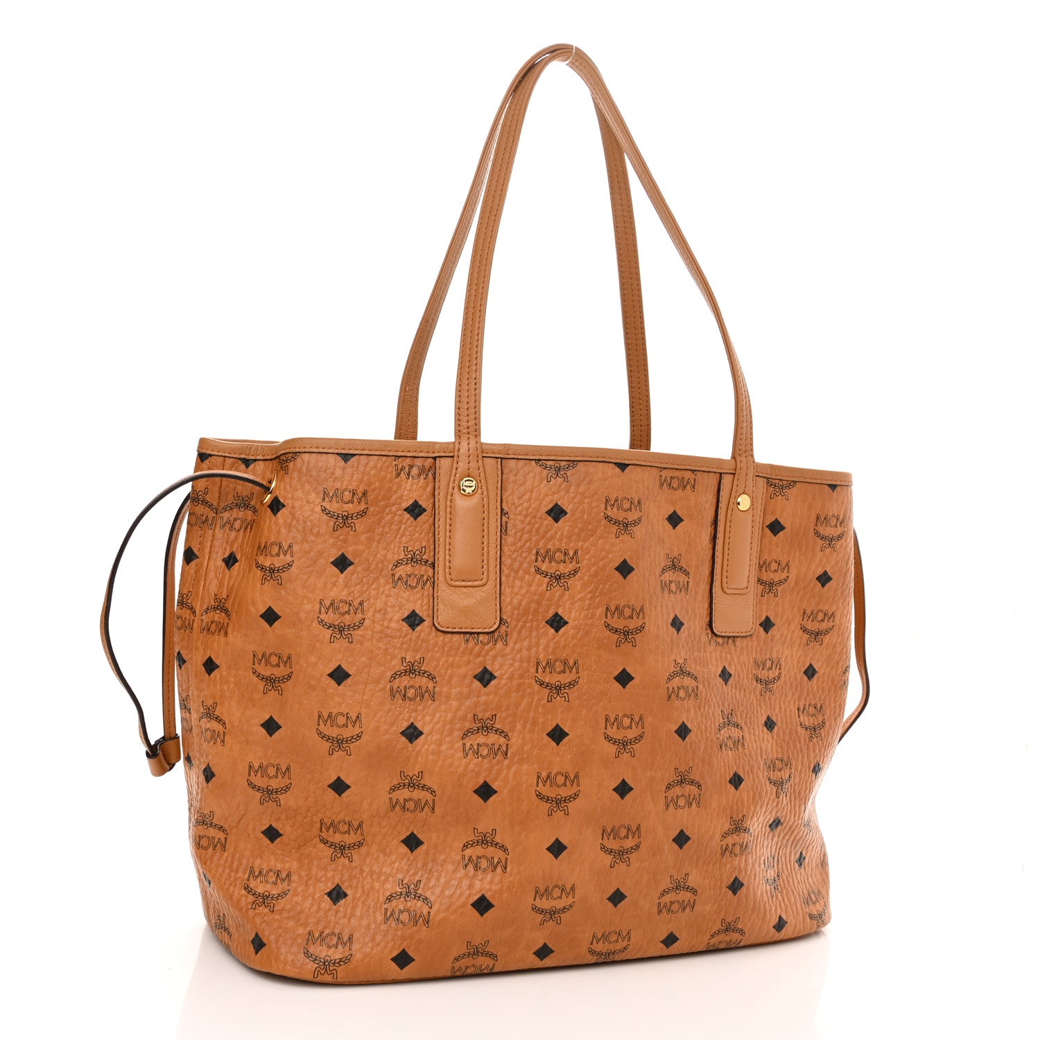MCM Visetos Medium Liz Reversible Shopper Tote Cognac 5 of 15