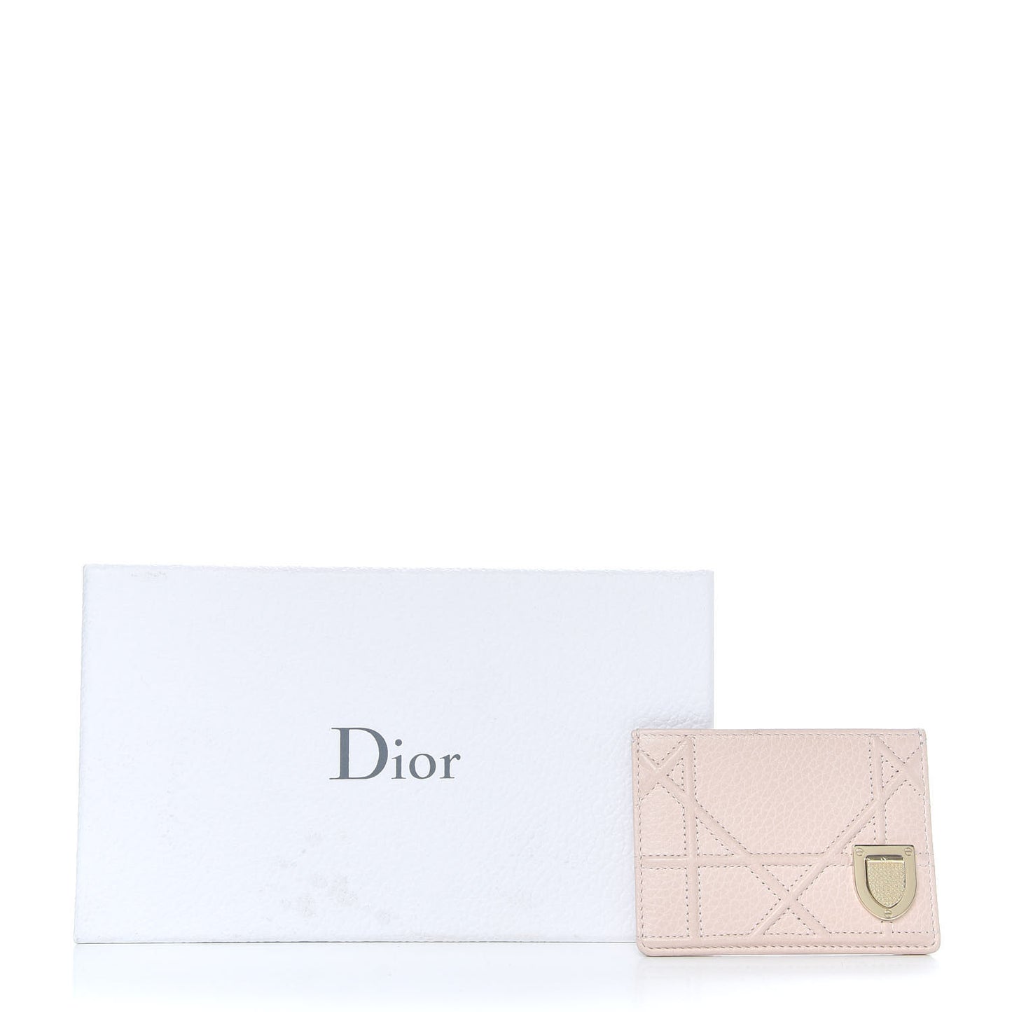 Grained Calfskin Cannage Diorama Card Holder Rose Poudre