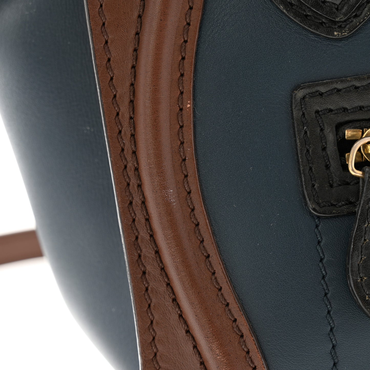 Smooth Drummed Calfskin Nano Tri-Color Luggage Navy