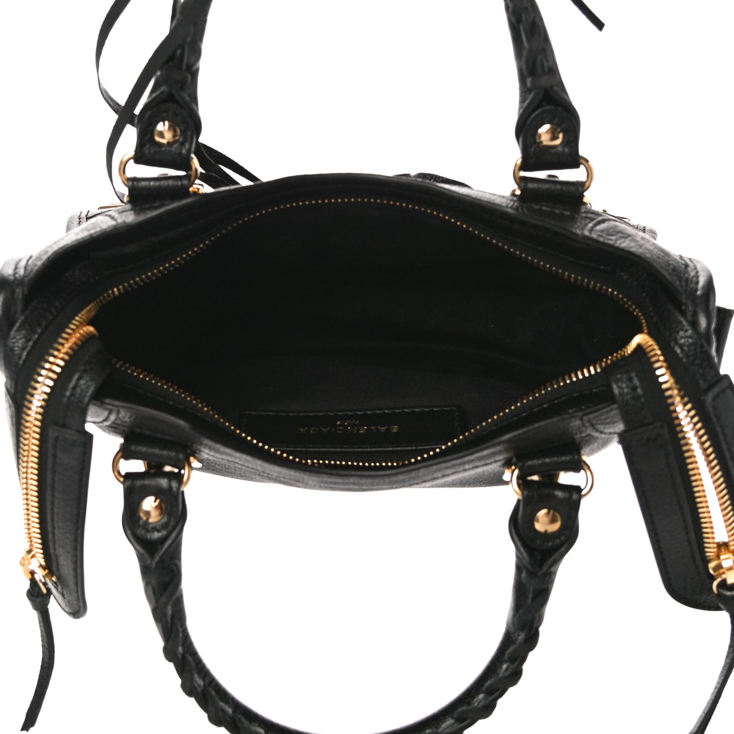 Chevre Gold Metallic Edge Hardware Mini City Black