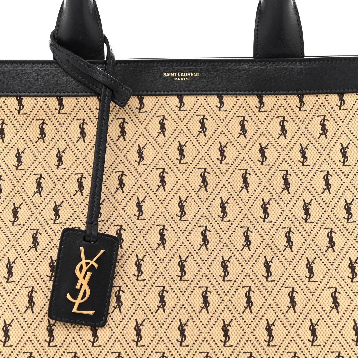 Canvas All-Over Monogram Cabas Tote Beige Black