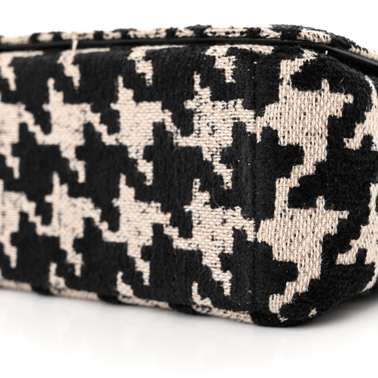 Technical Canvas Macro Houndstooth Medium Caro Bag Black White