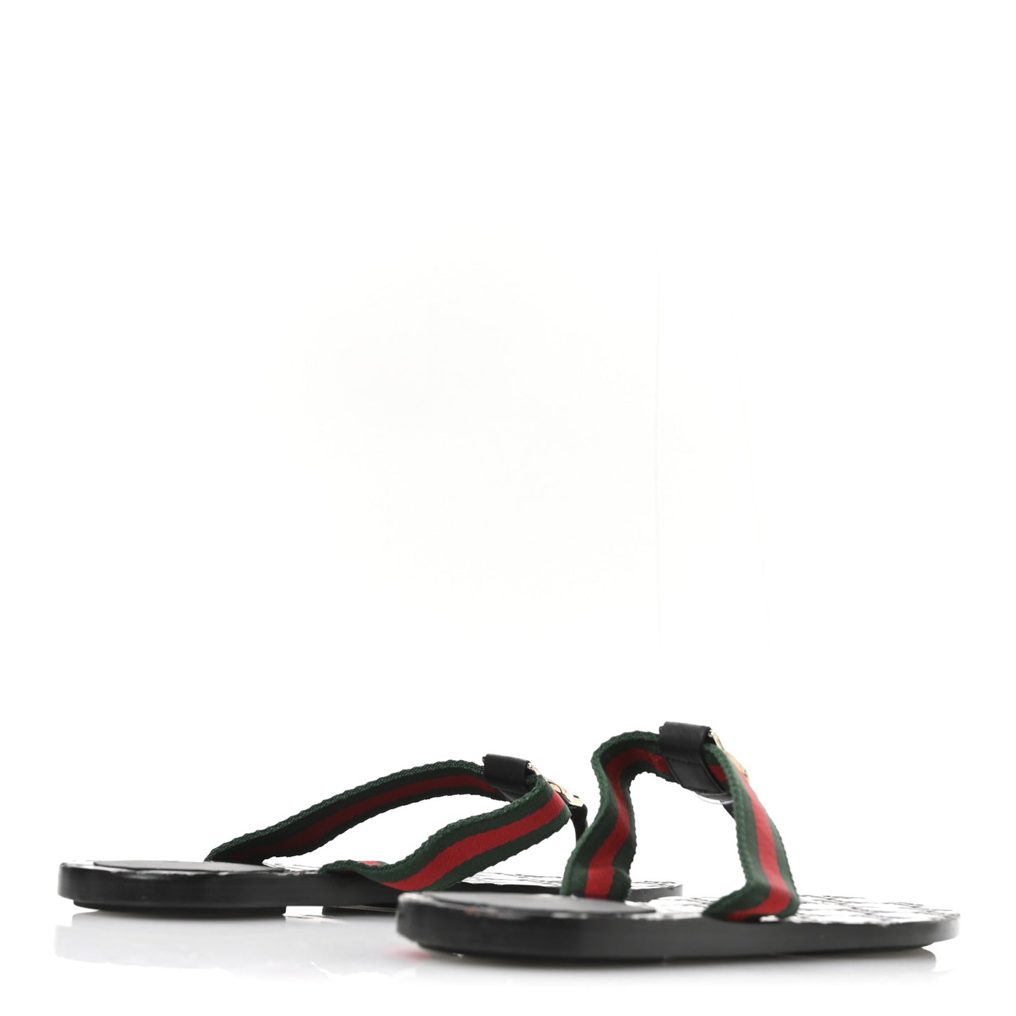Nylon Guccissima Web Womens Thong Sandals 36.5 Green Red Black
