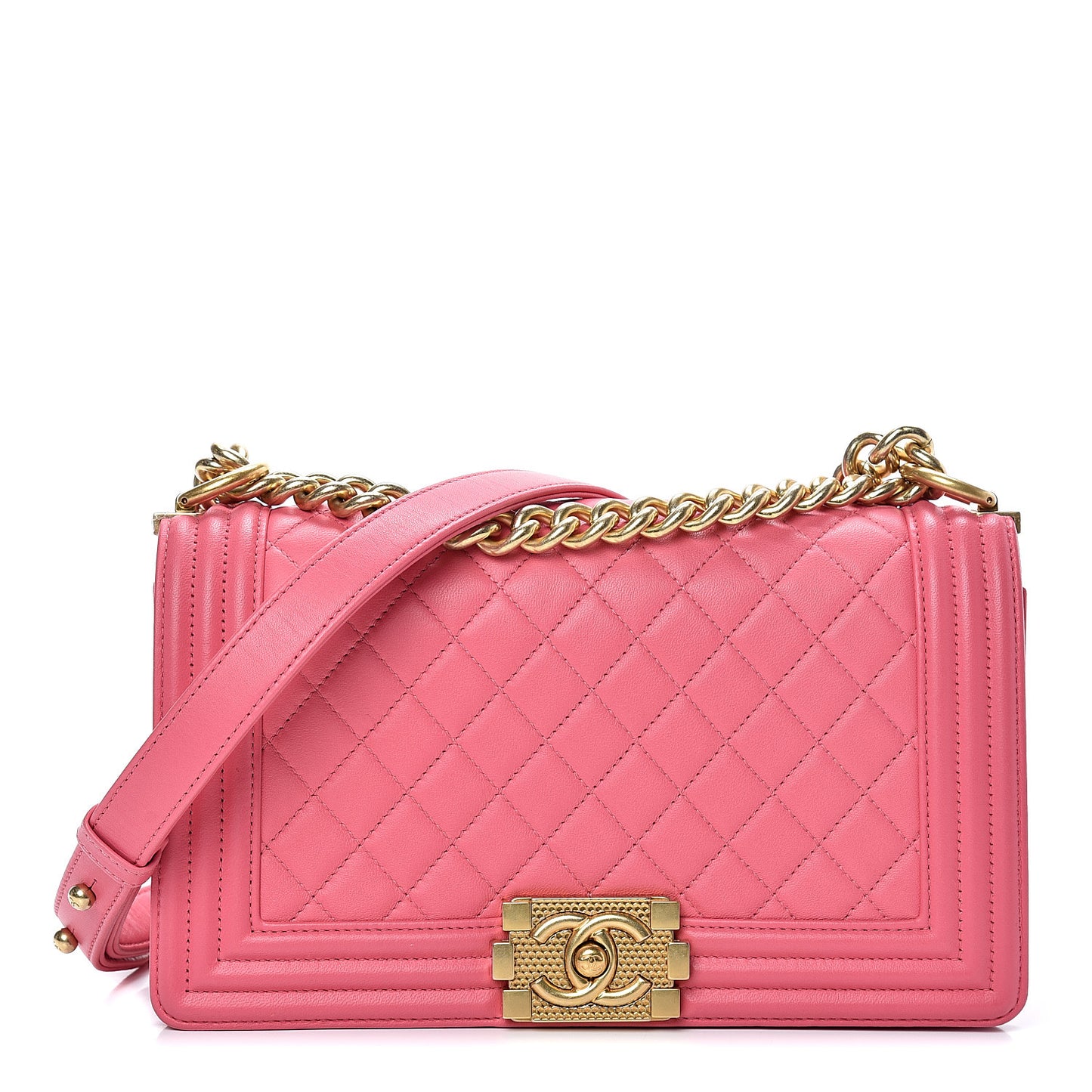 Lambskin Quilted Medium Boy Flap Pink