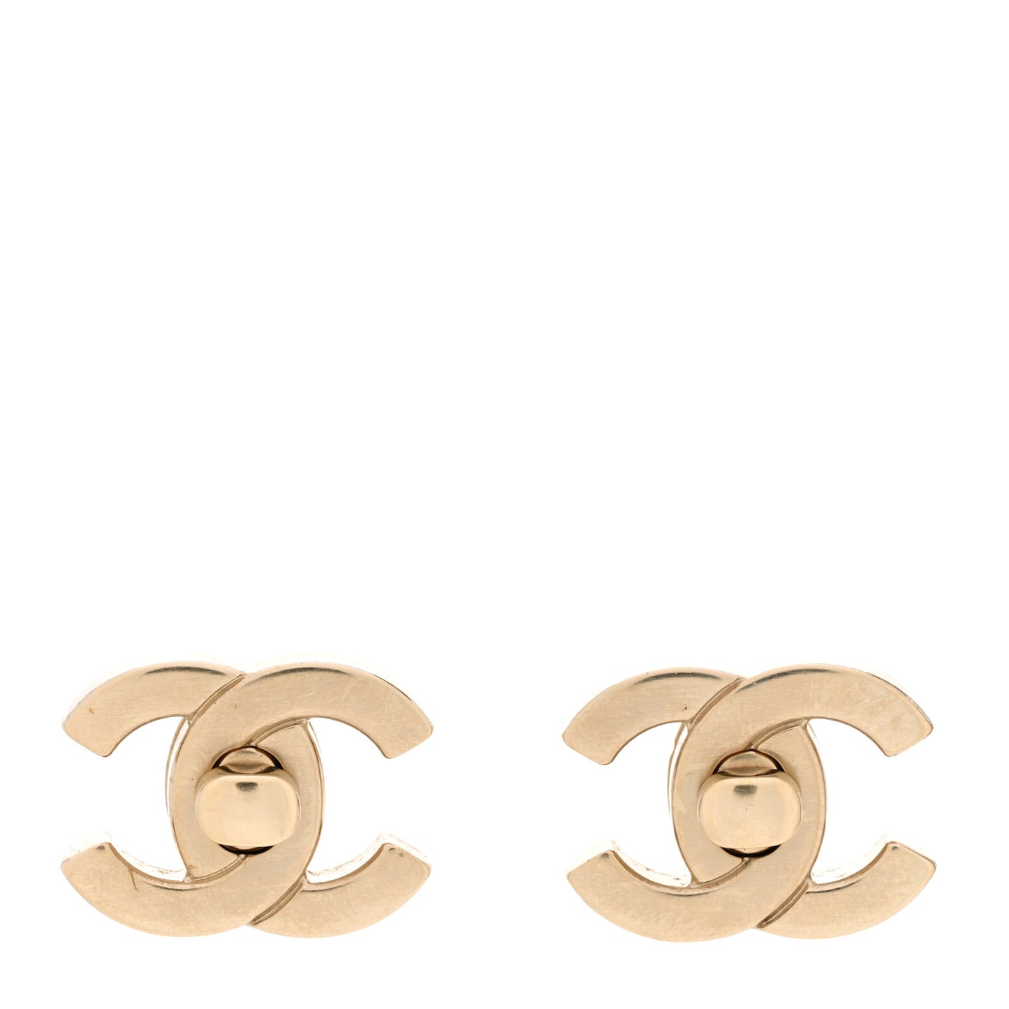 Metal CC Turnlock Interchangeable Earrings Gold