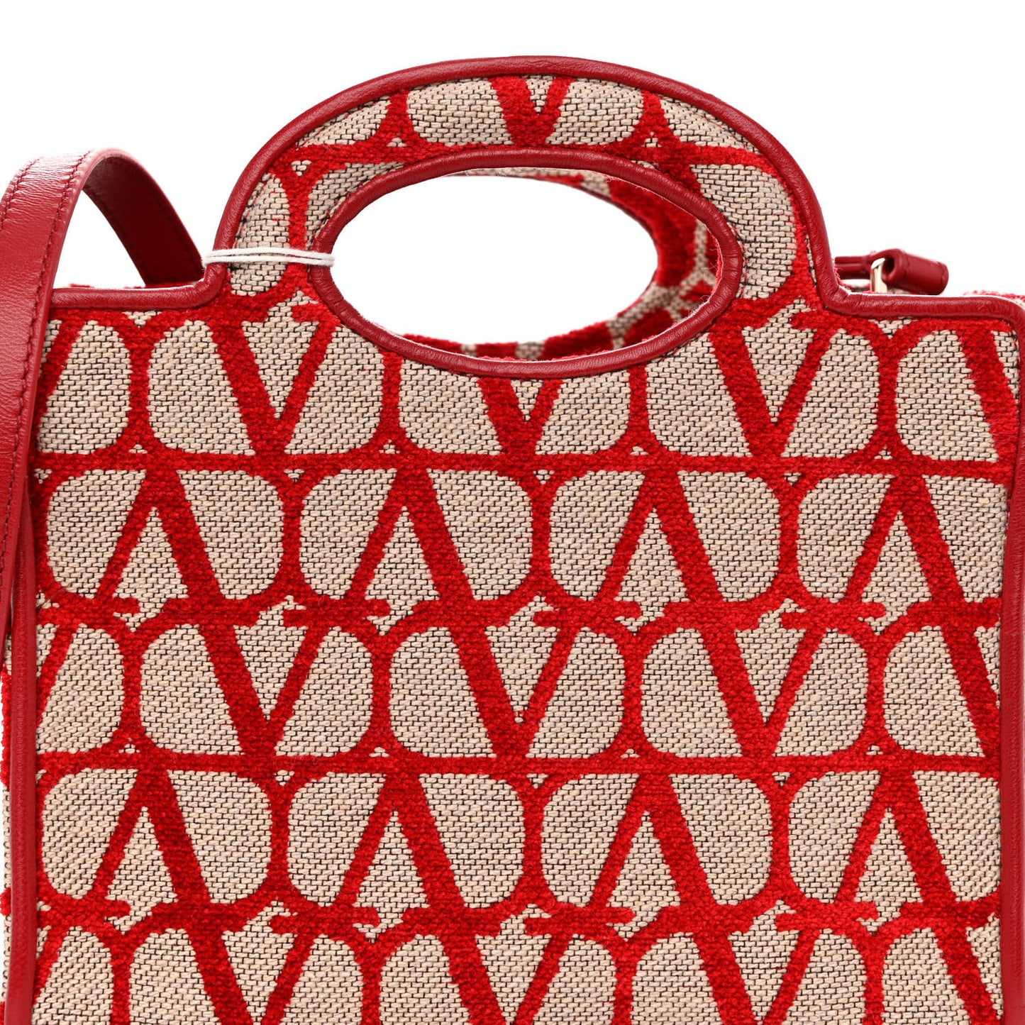 Toile Iconographe Goatskin Mini Le Troisieme Shopping Bag Naturale Rosso Valentino