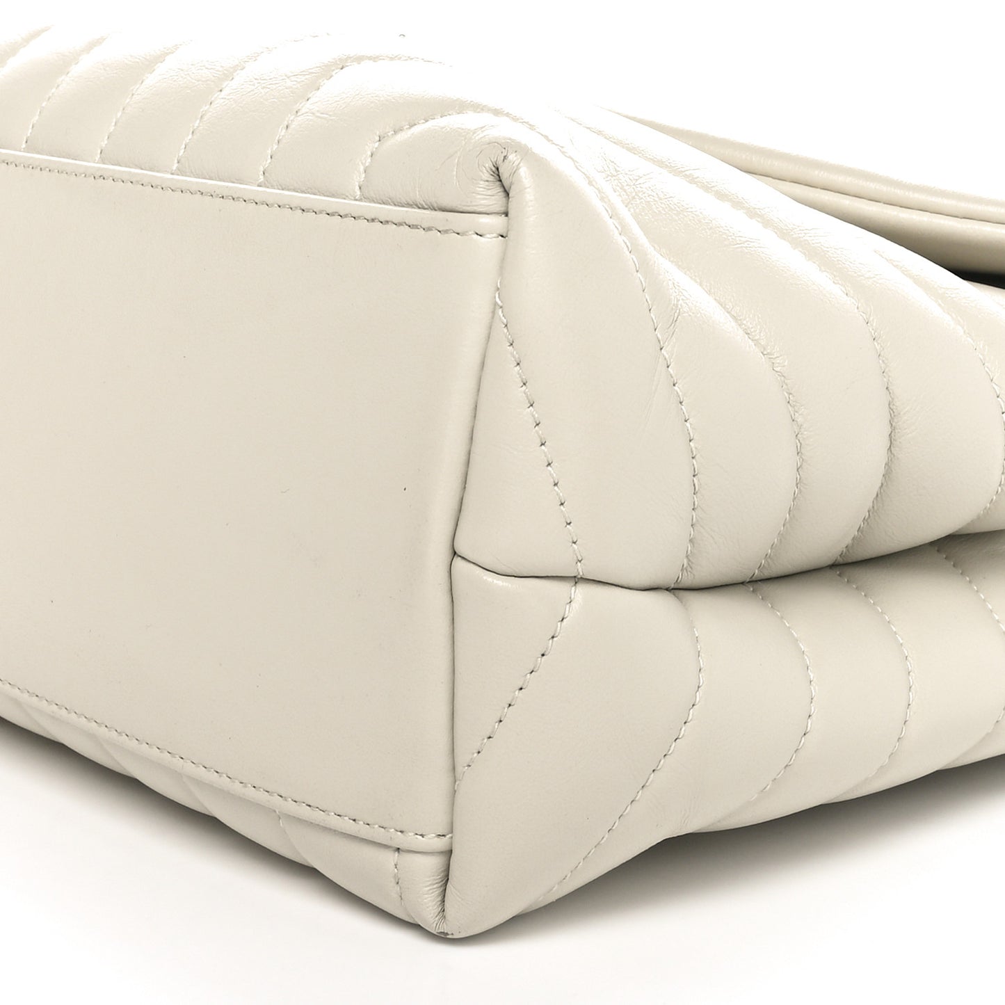 Calfskin Y Quilted Monogram Medium Loulou Chain Satchel Crema Soft