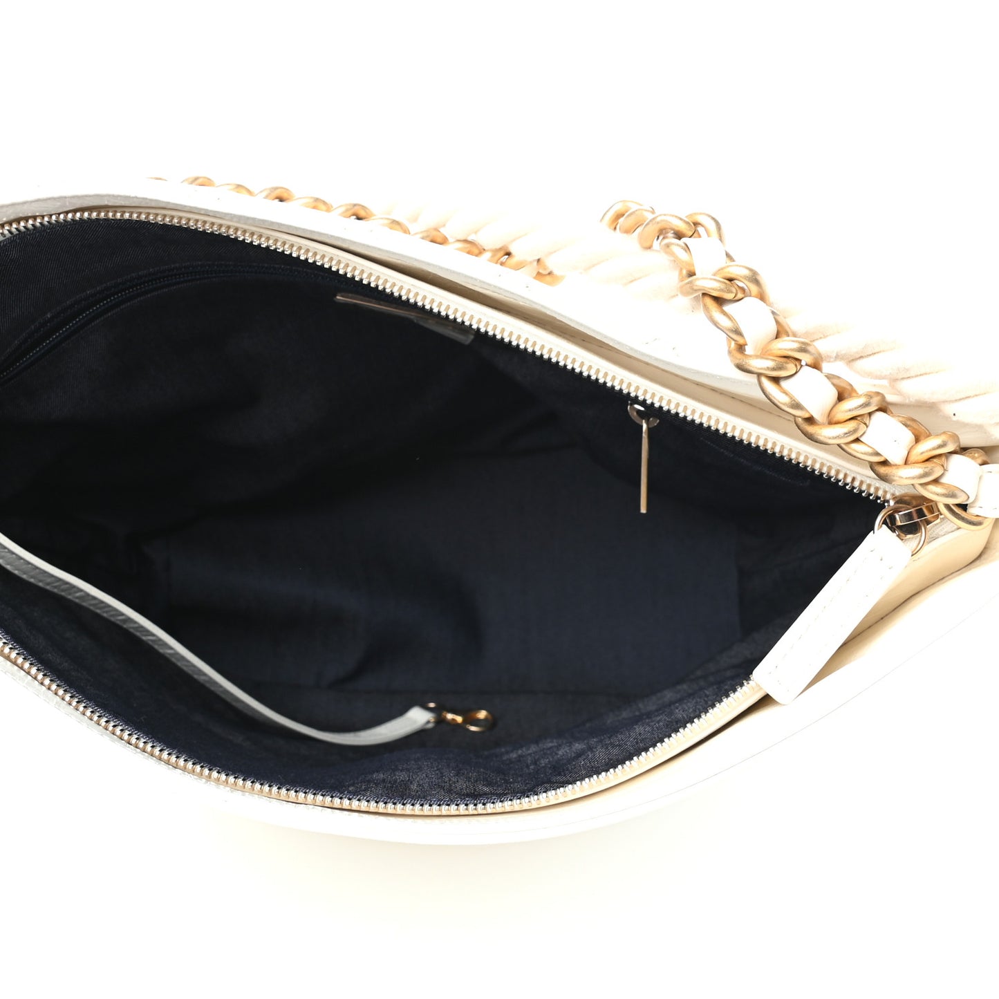 Crumpled Calfskin En Vogue Rope Hobo Bag White