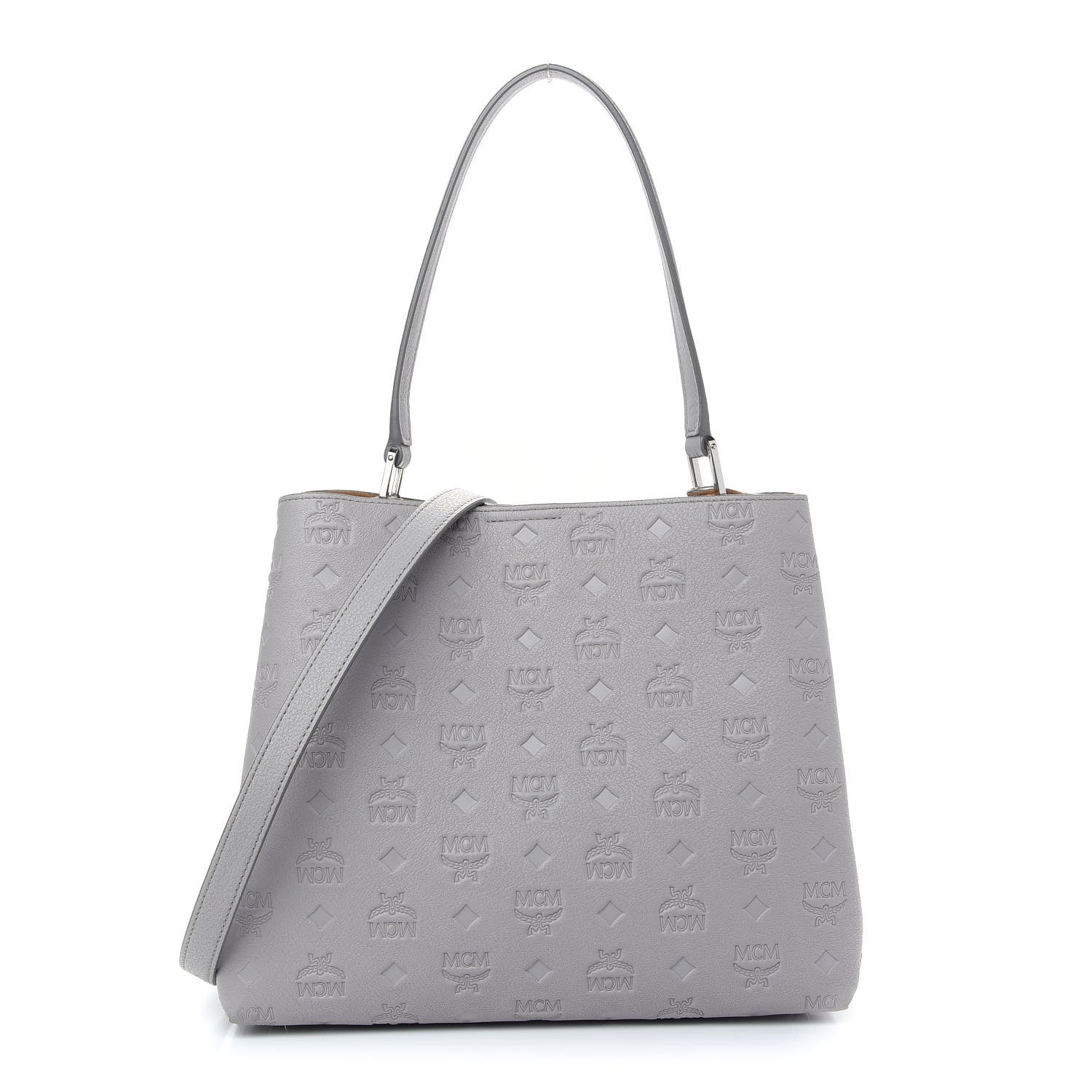 MCM Calfskin Ottomar Monogram Sarah Convertible Hobo Dove 1 of 9