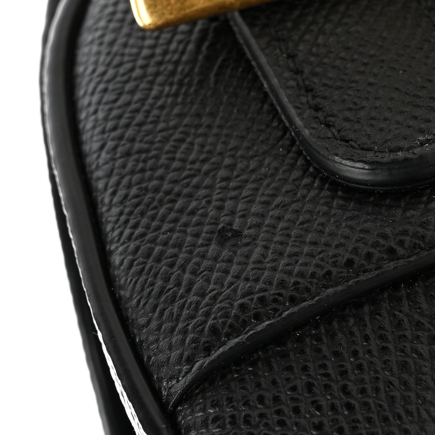 Grained Calfskin Saddle Bag With Strap Black
