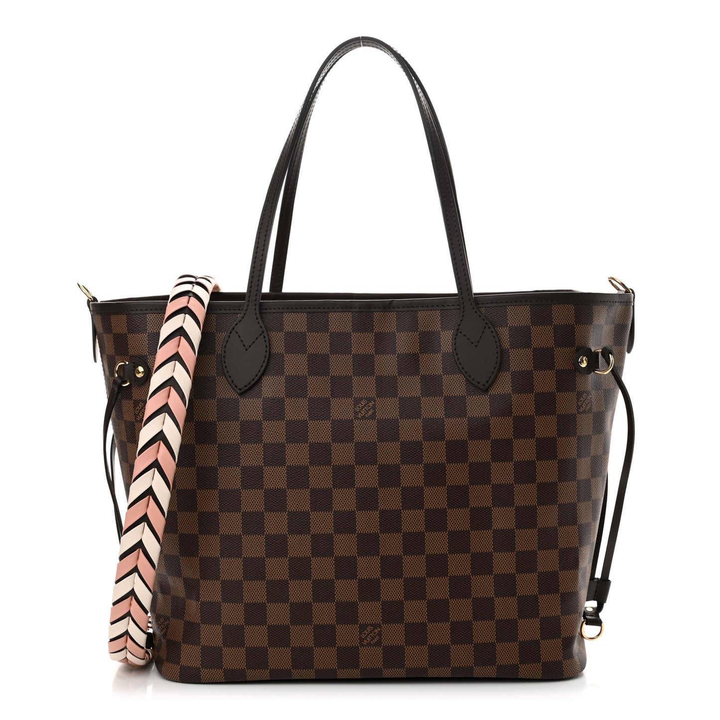 Damier Ebene Braided Neverfull MM Pink