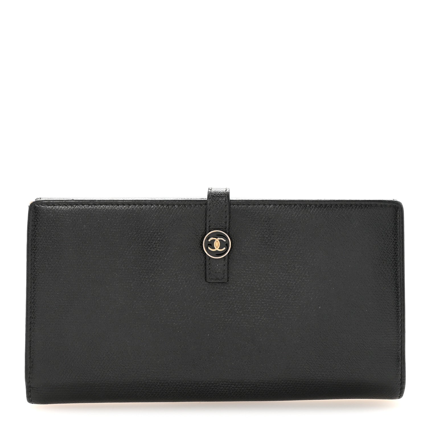 Chanel Grained Calfskin CC Button Long Wallet Black 1835714