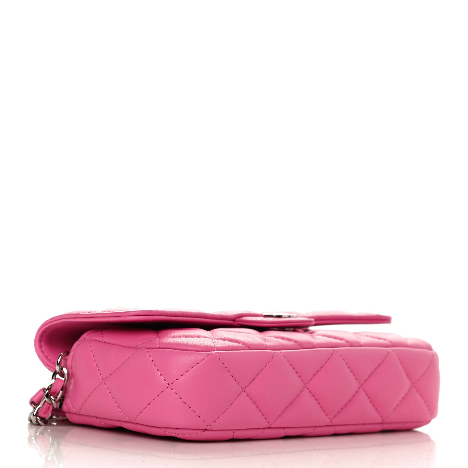 Chanel Lambskin Quilted Flap Phone Holder With Chain Neon Pink 4 of 13