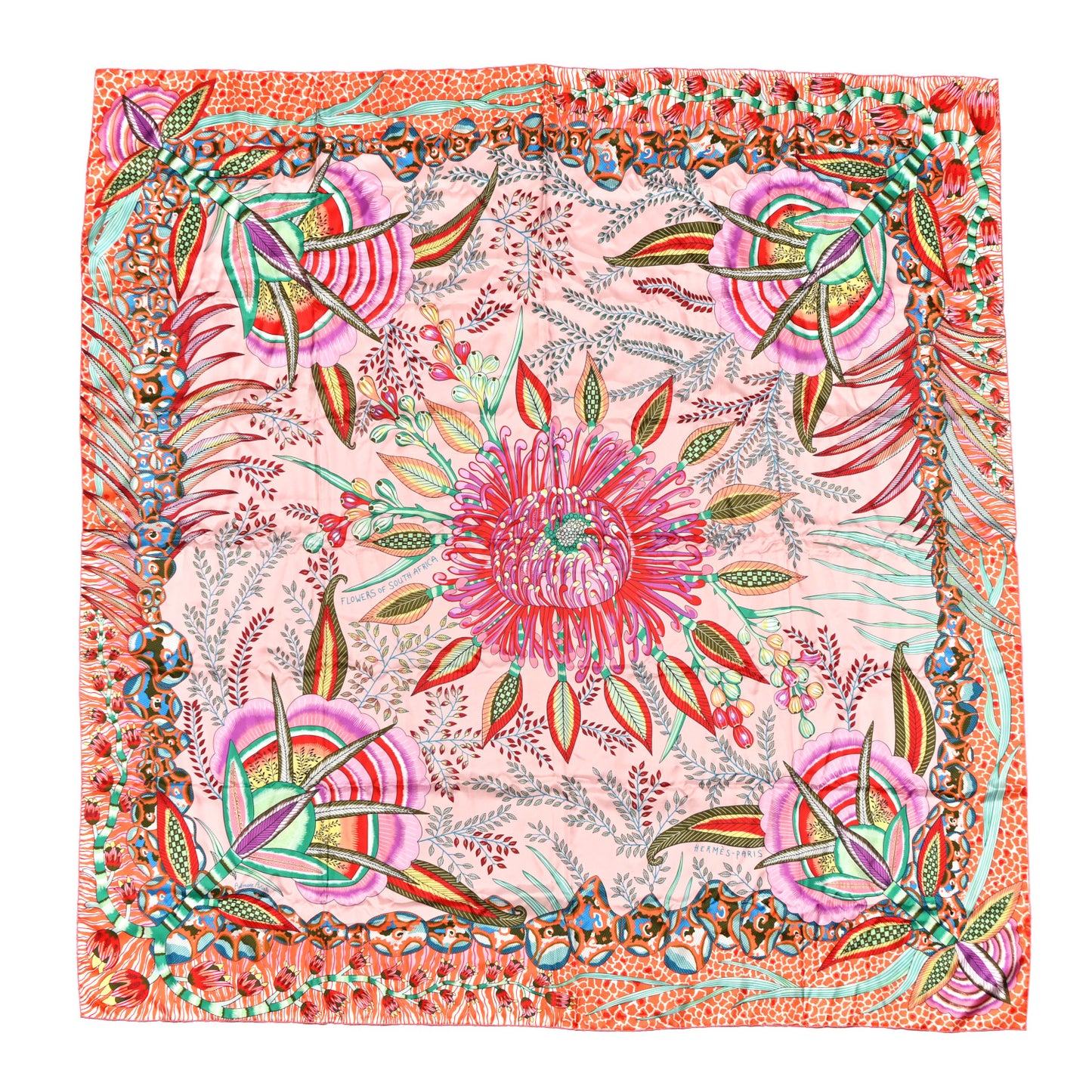 Silk Flowers of South Africa Scarf 140 Rose Mauve Vert