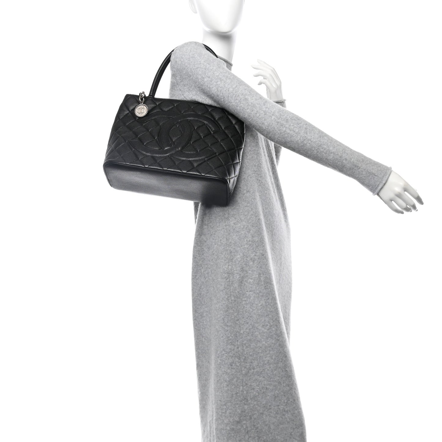 Caviar Quilted Medallion Tote Black