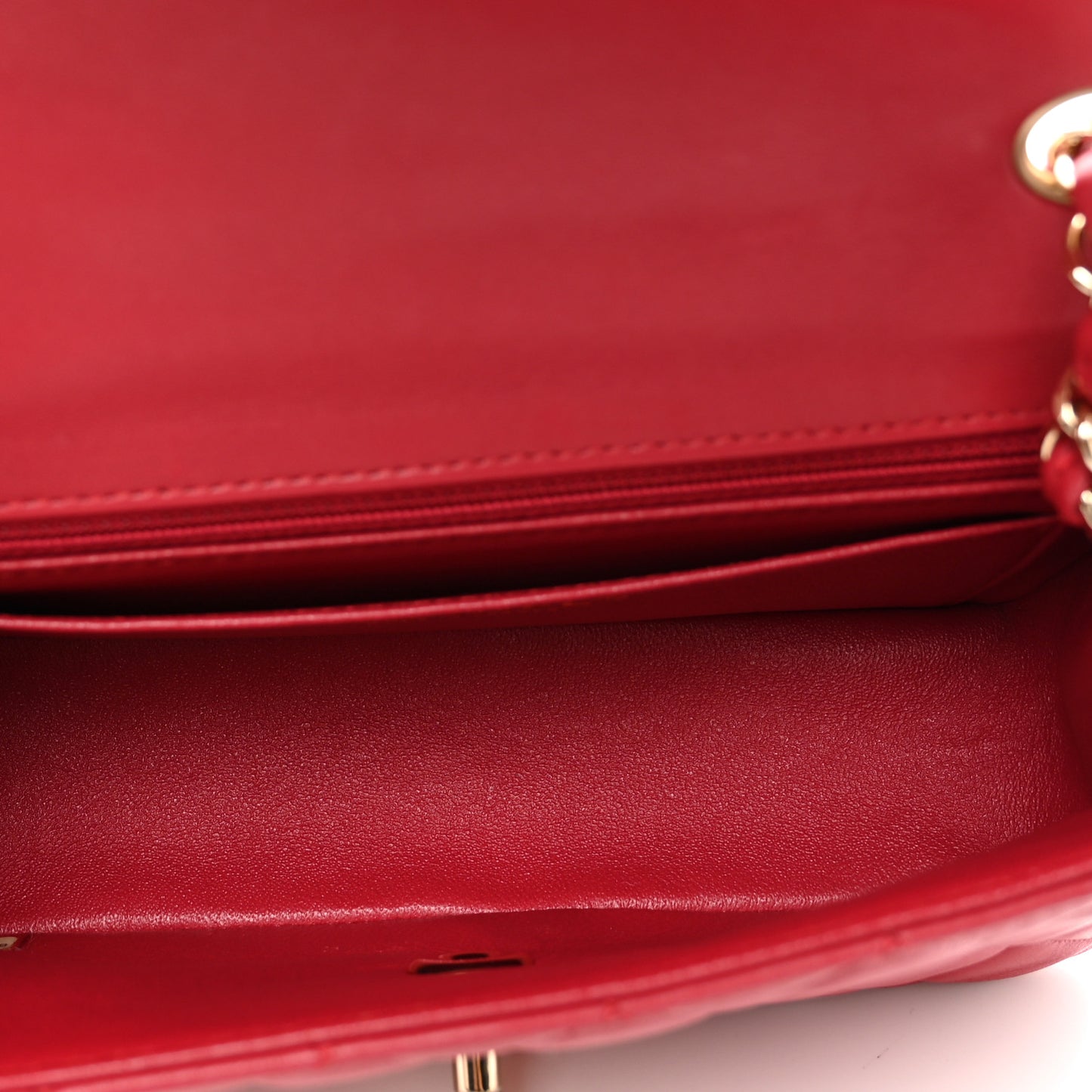 Lambskin Quilted Mini Rectangular Flap Red