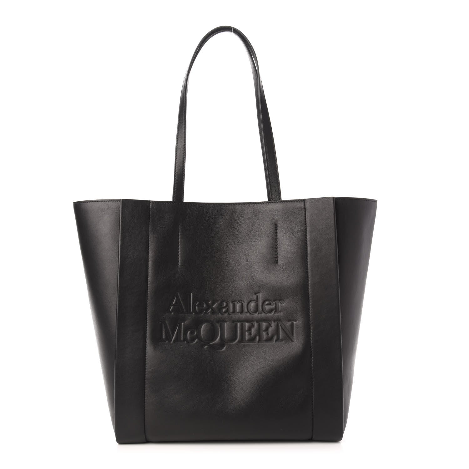 Alexander McQueen Calfskin Embossed Signature Shopper Black 1 of 9