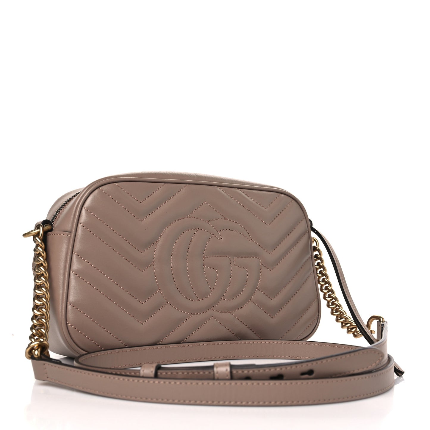 Calfskin Matelasse Small GG Marmont Chain Shoulder Bag Porcelain Rose