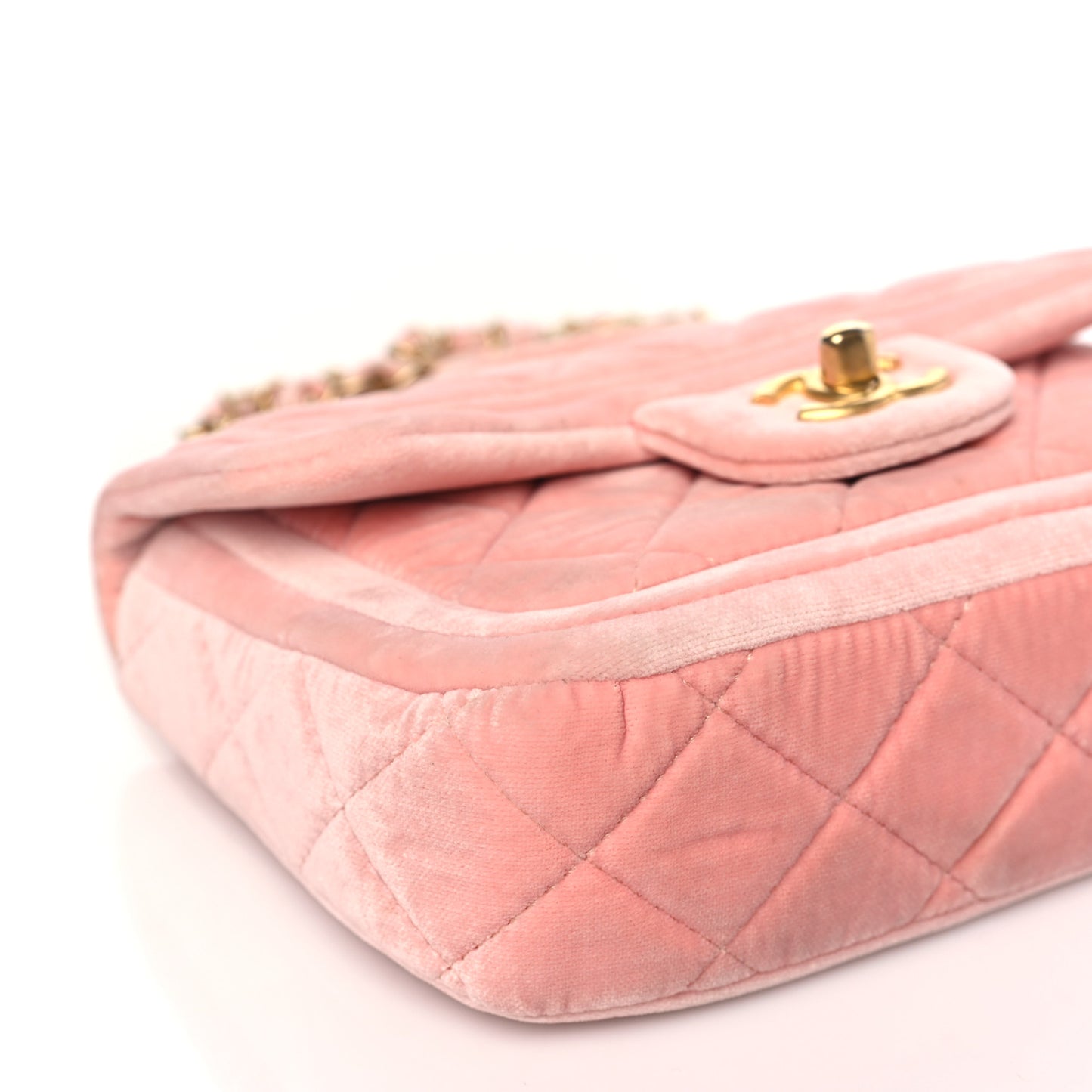 Velour Quilted Mini Double Frame Flap Rose