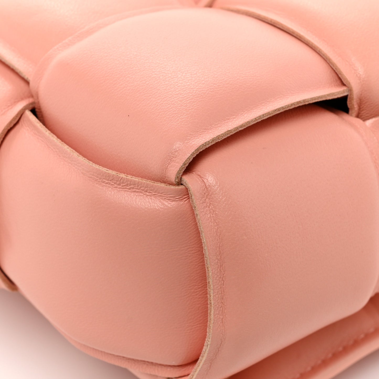 Nappa Maxi Intreccio Padded Cassette Crossbody Bag Peachy