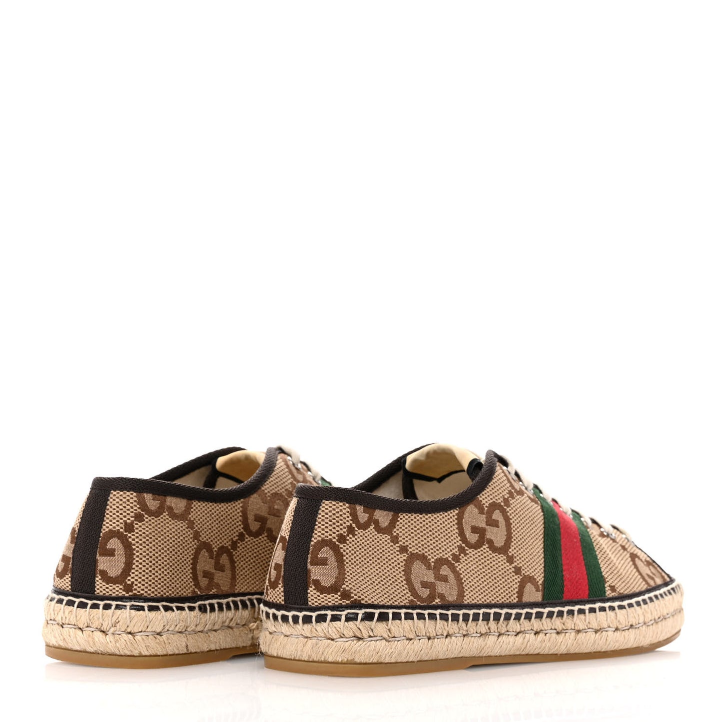 Monogram Macro GG Web Mens Espadrille Sneakers 8 Camel Ebony Cocoa