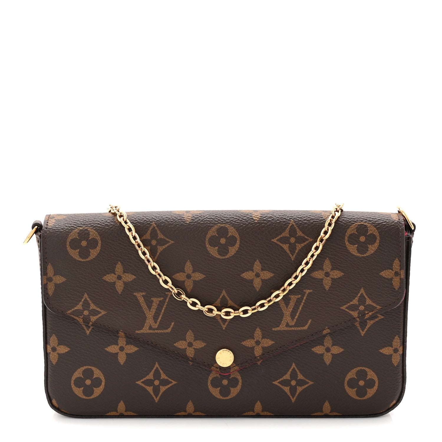 Louis Vuitton Monogram Pochette Felicie Chain Wallet Fuchsia