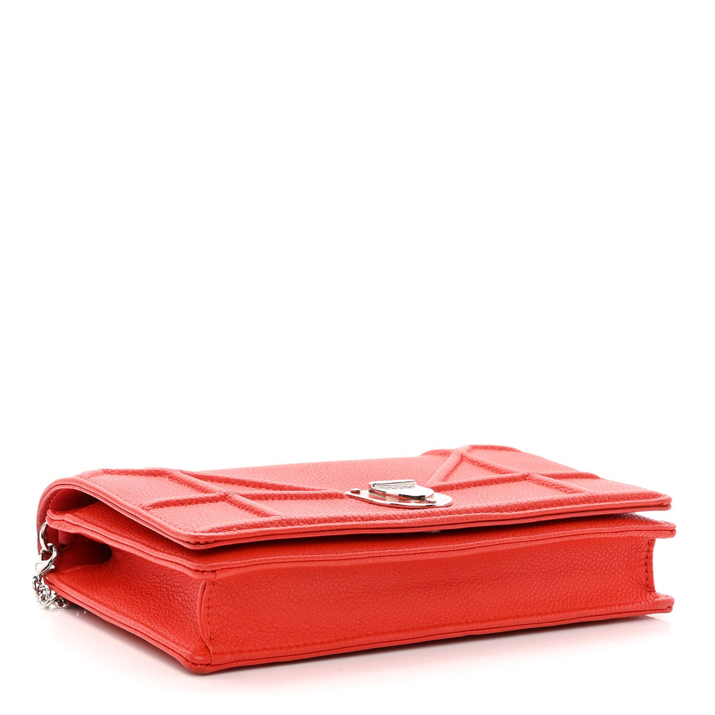 Grained Calfskin Diorama Wallet on Chain Pouch Rouge Vif