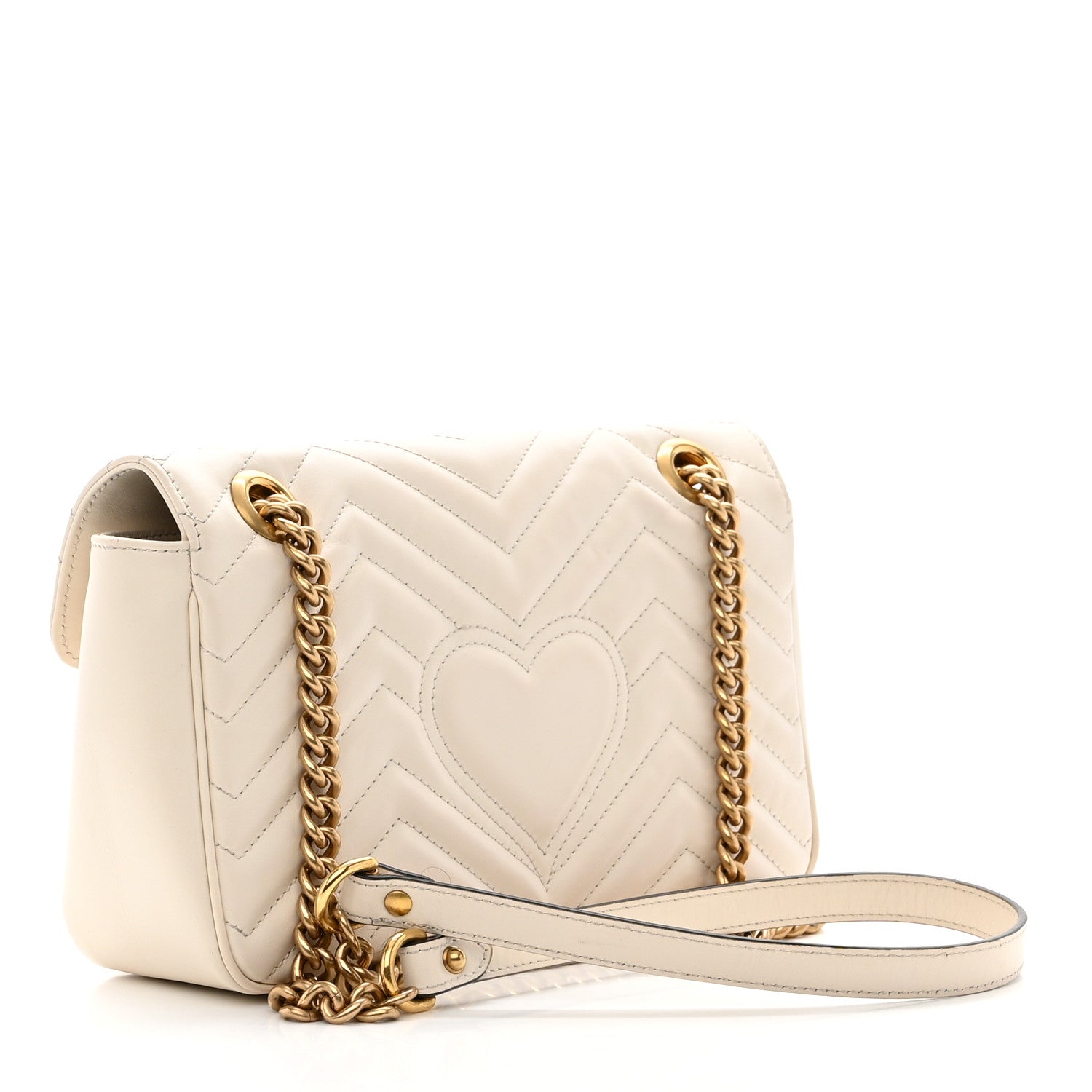 Gucci Calfskin Matelasse Small GG Marmont Shoulder Bag White 3 of 11