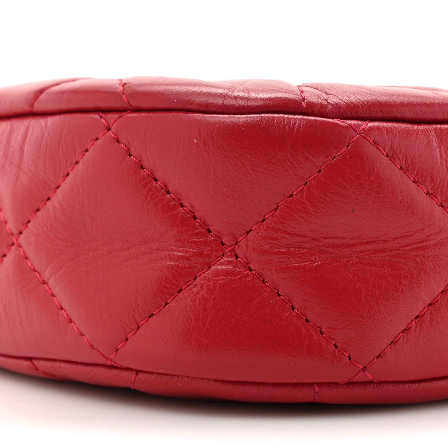Chanel Crumpled Calfskin Quilted Braided CC Small Hobo Red 10 of 16