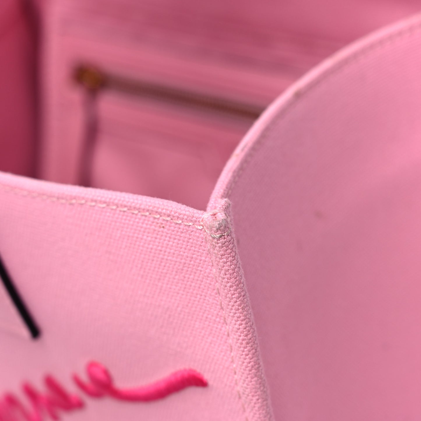 Canvas Suppler Calfskin Cabas GV Signature Tote Pink