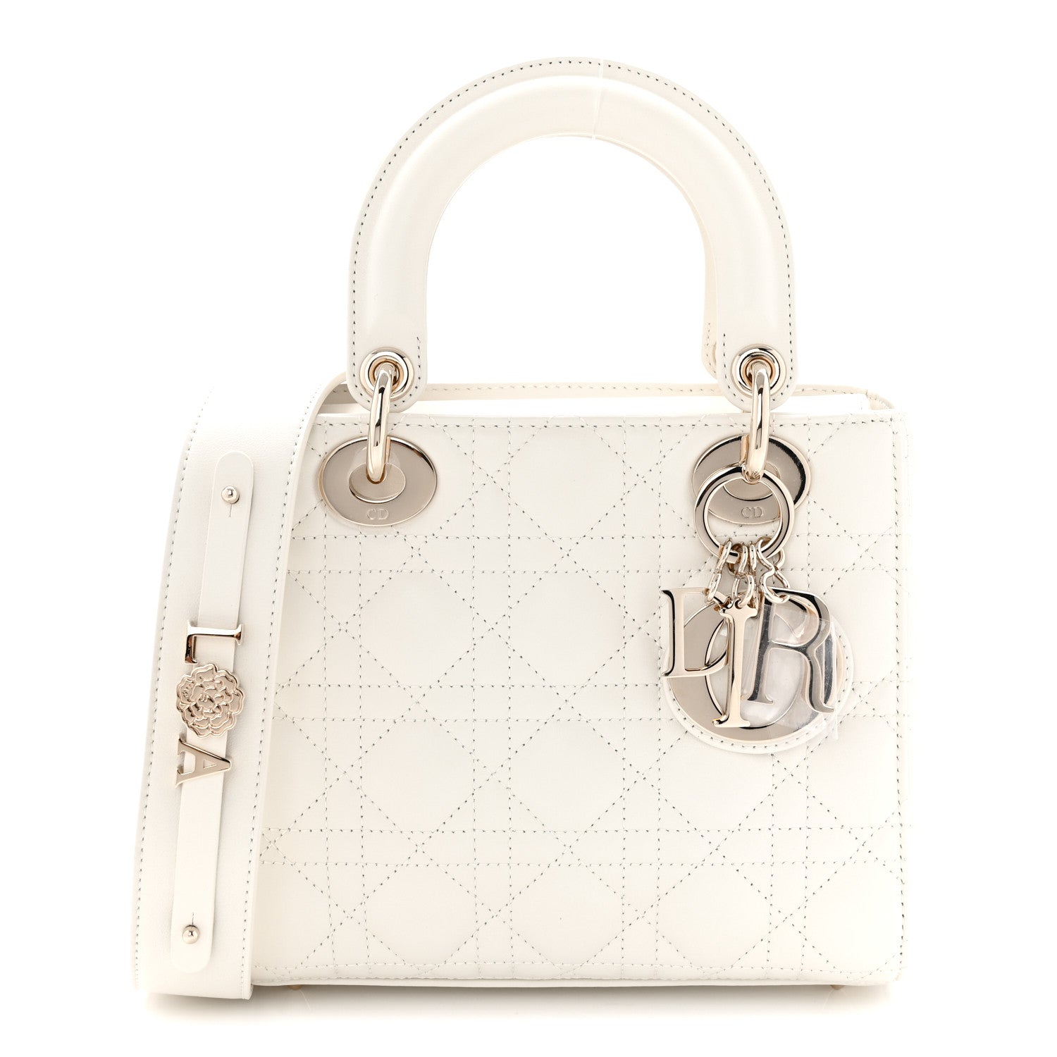 Christian Dior Lambskin Cannage Small My ABCDior Lady Dior White