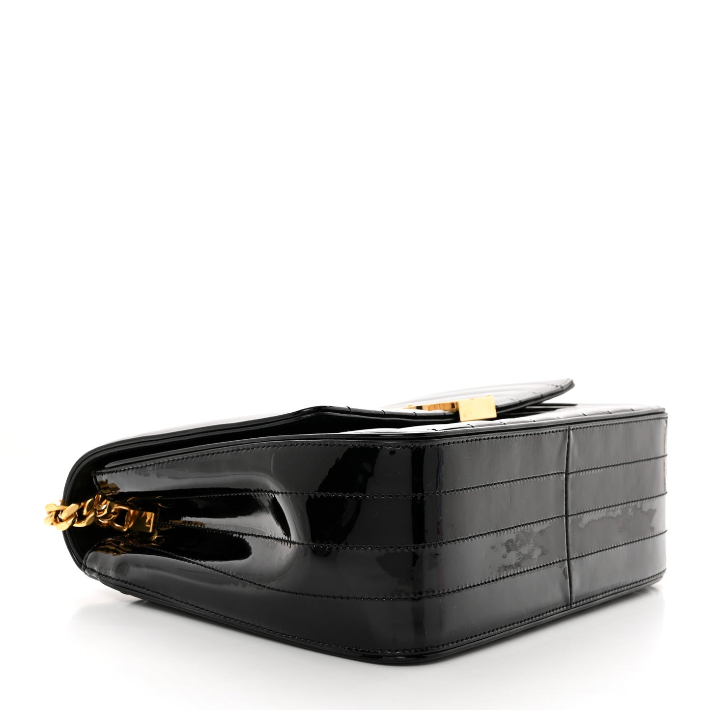 Patent Matelasse Monogram Large Vicky Chain Bag Black