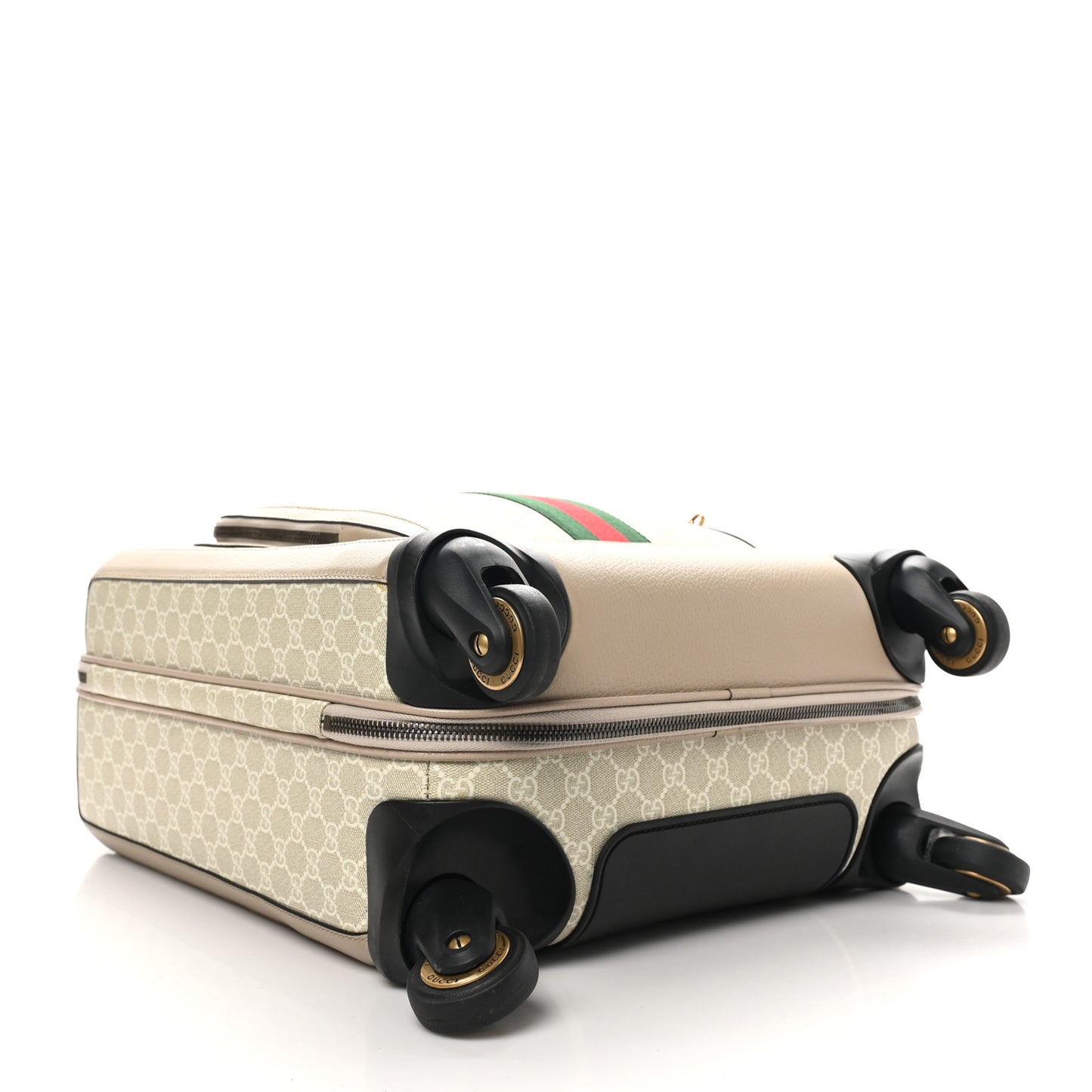GG Supreme Monogram Textured Dollar Calfskin Web Small Savoy Cabin Trolley Beige Mystic White Oatmeal