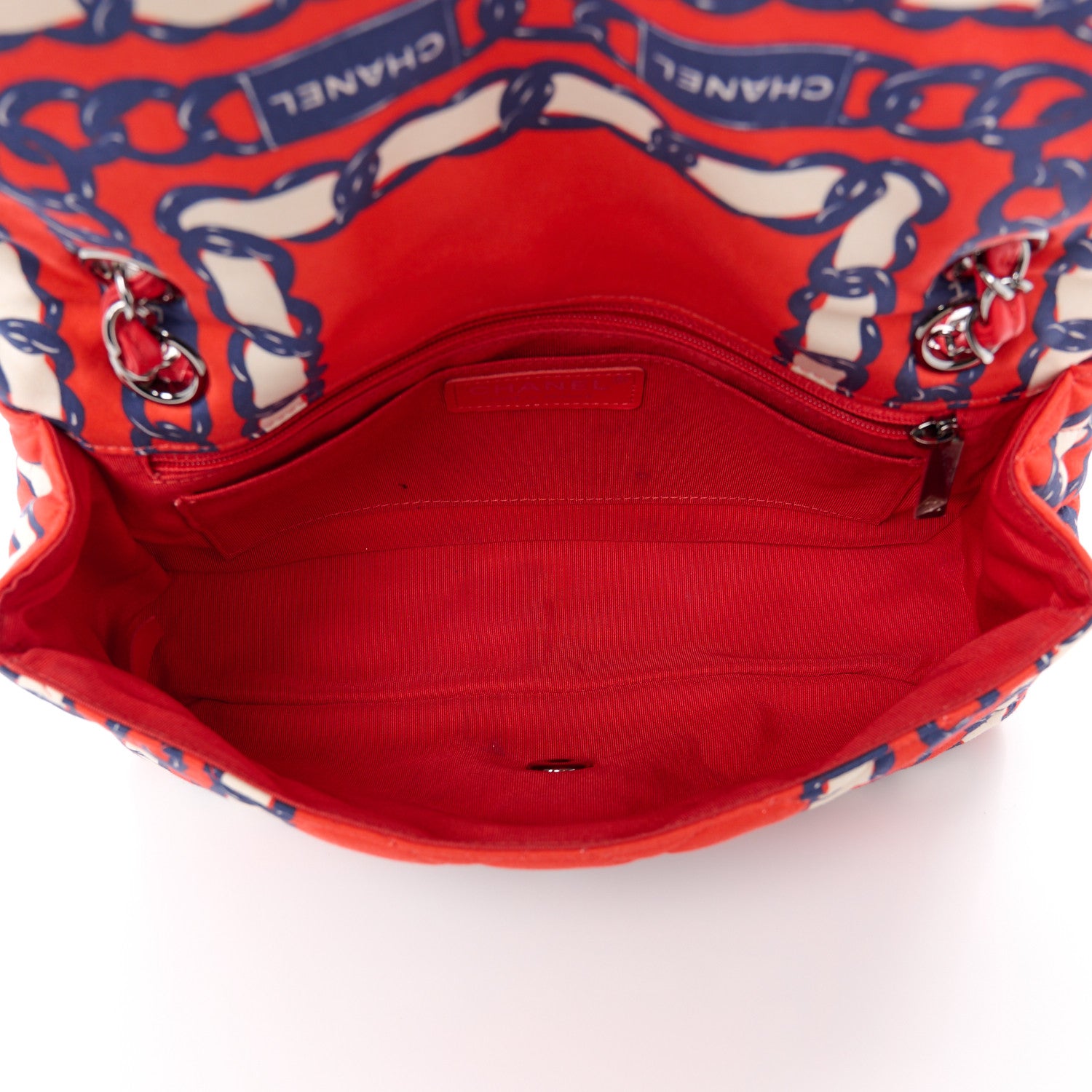 Chanel Silk Chain Printed Medium Single Flap Red 5 of 14