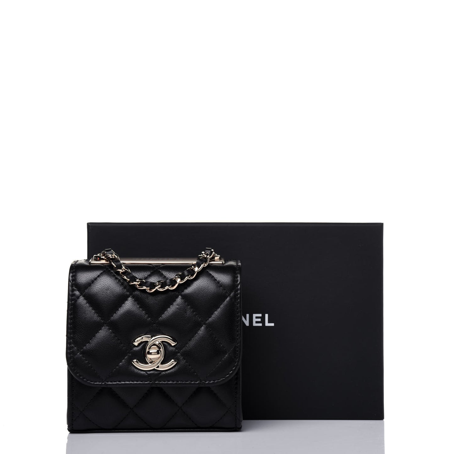Lambskin Quilted Mini Trendy CC Chain Wallet Black