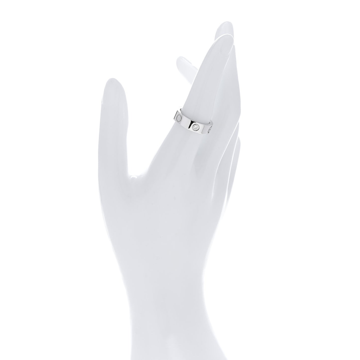 18K White Gold 3 Diamond 5.5mm LOVE Ring 54 7