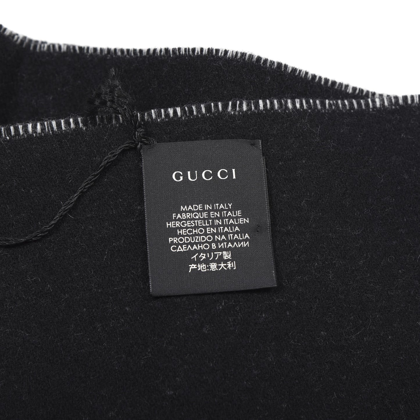 Wool Cashmere Logo Scarf Black
