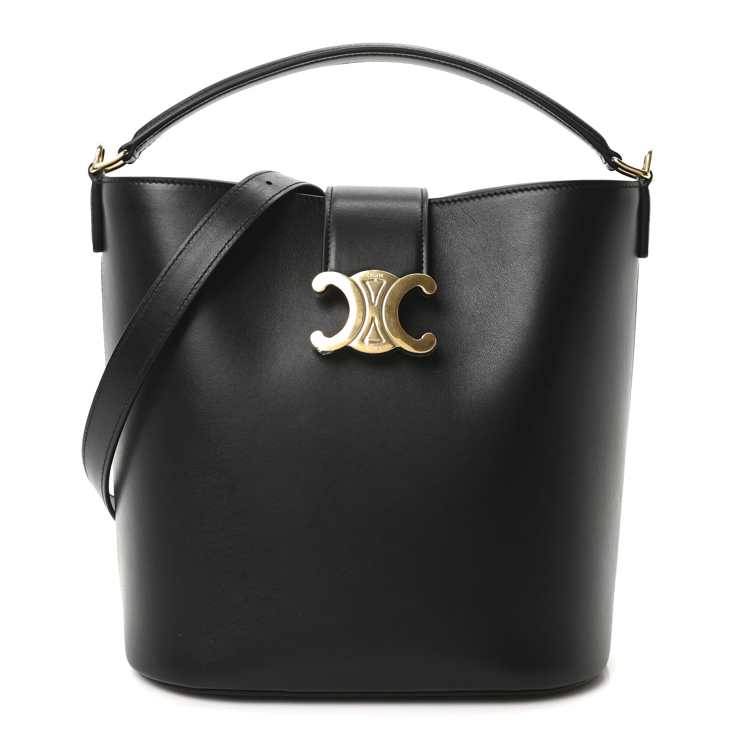 Celine Smooth Calfskin Triomphe Medium Louise Bag Black 1800610
