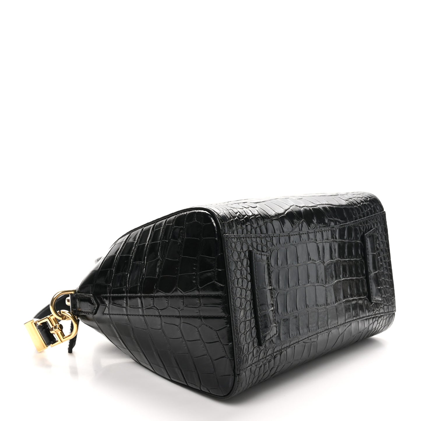 Calfskin Crocodile Embossed Small Antigona Black