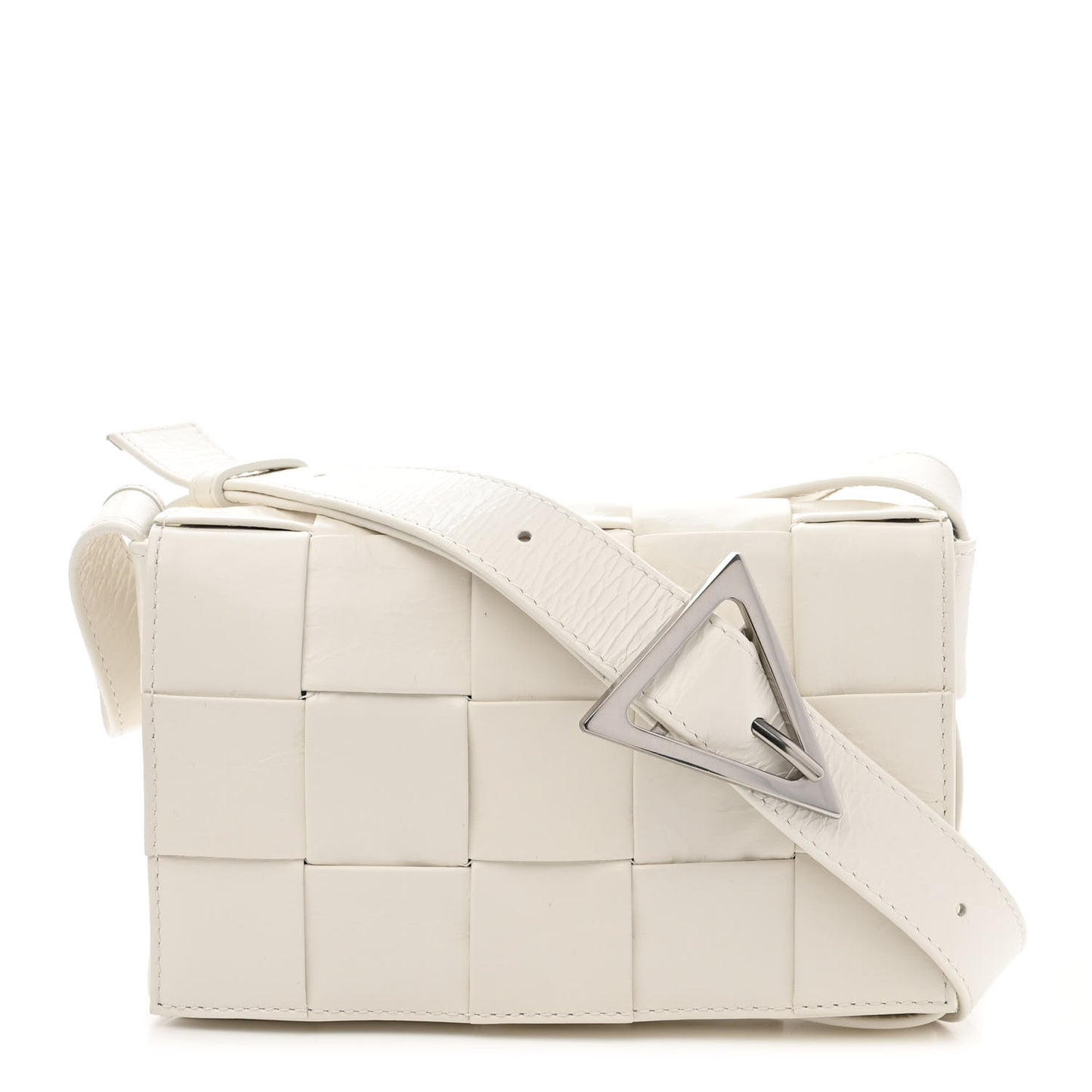 Paper Calfskin Maxi Intreccio Cassette Crossbody Bag White