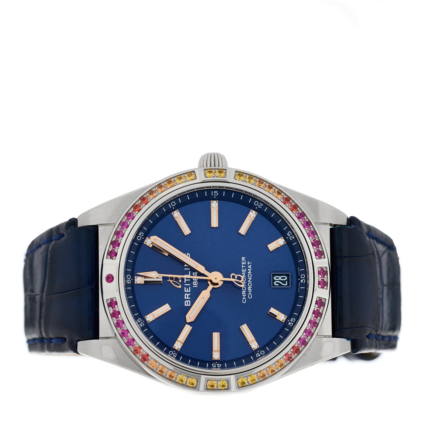Stainless Steel Alligator Gemstone 36mm Chronomat South Sea Automatic Watch Blue A10380611C1P1