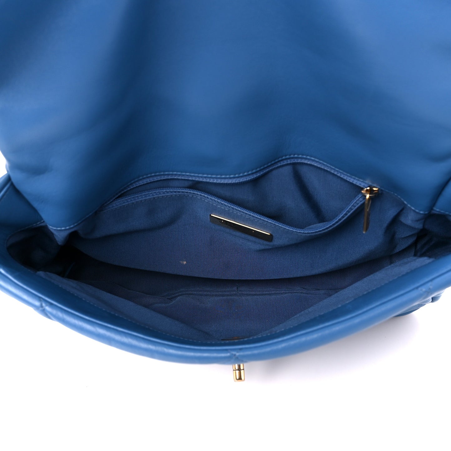 Lambskin Quilted Large Chanel 19 Flap Blue