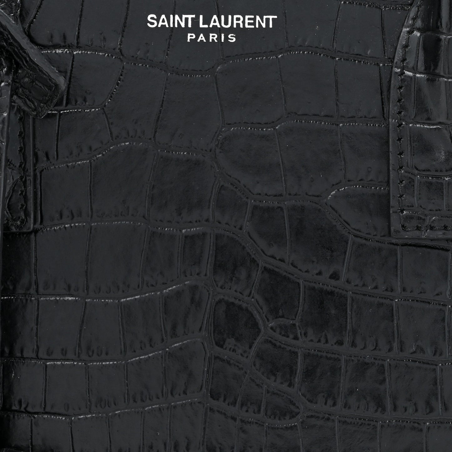Calfskin Crocodile Embossed Baby Sac De Jour Black